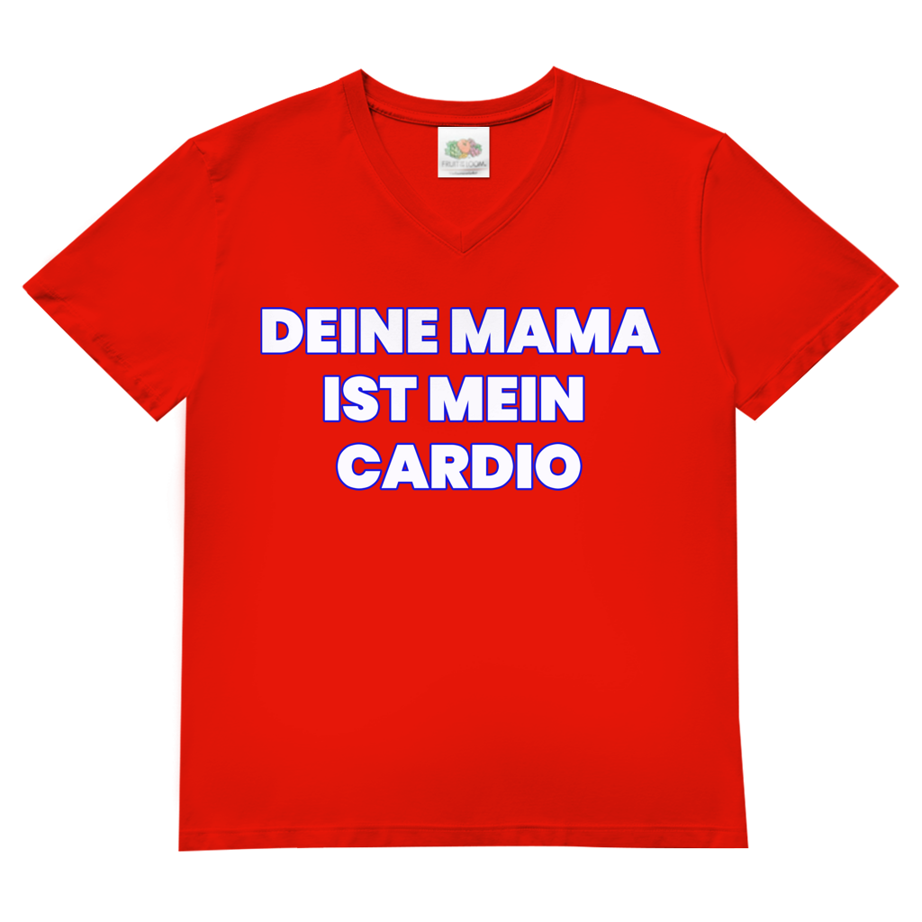 Deine Mama ist mein Cardio – Herren V-Neck T-Shirt Red