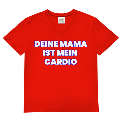 Deine Mama ist mein Cardio – Herren V-Neck T-Shirt Red