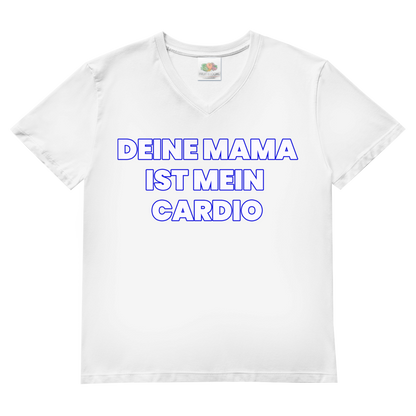 Deine Mama ist mein Cardio – Herren V-Neck T-Shirt White