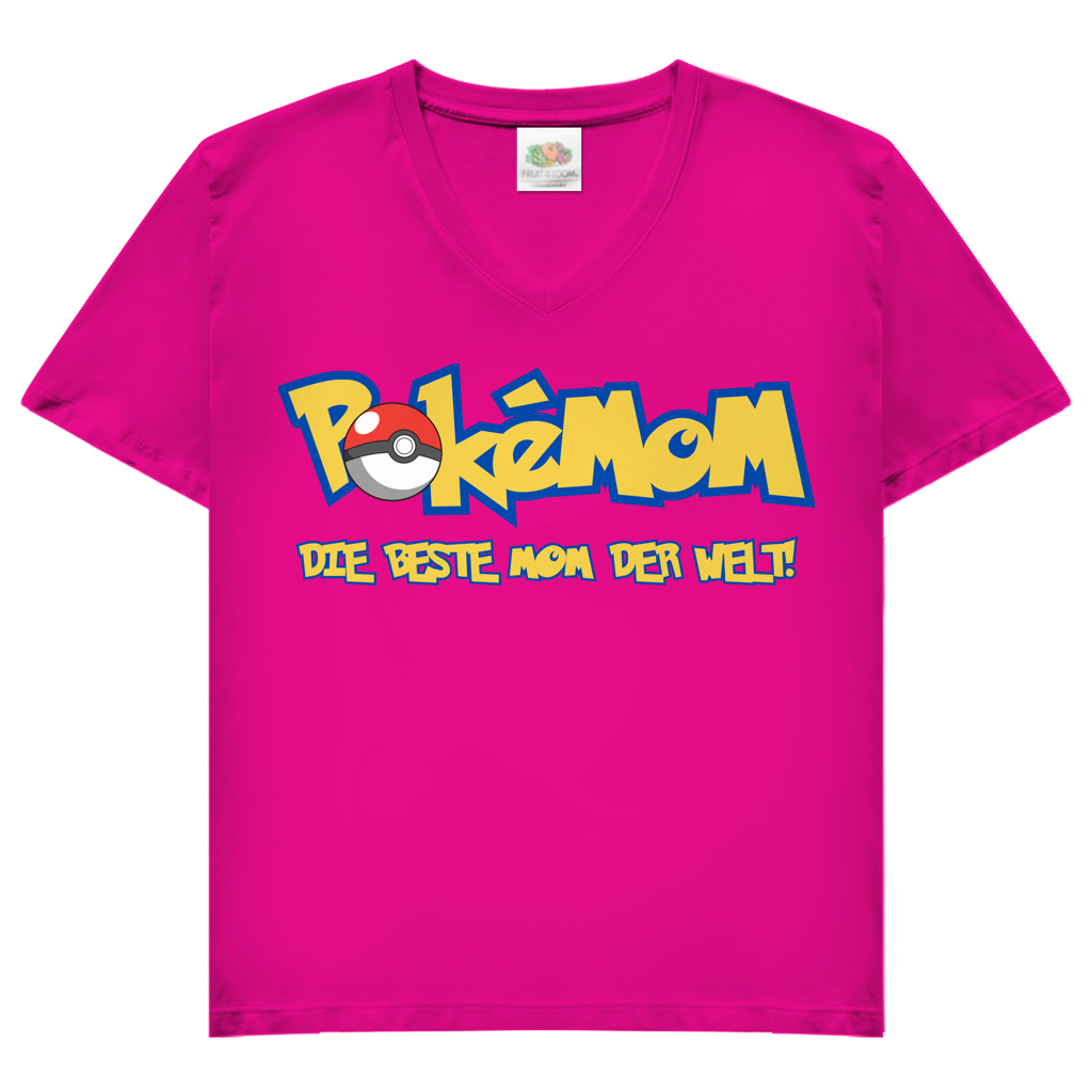 Pokemom die beste Mom der Welt! - Damen V-Neck T-Shirt Fuchsia
