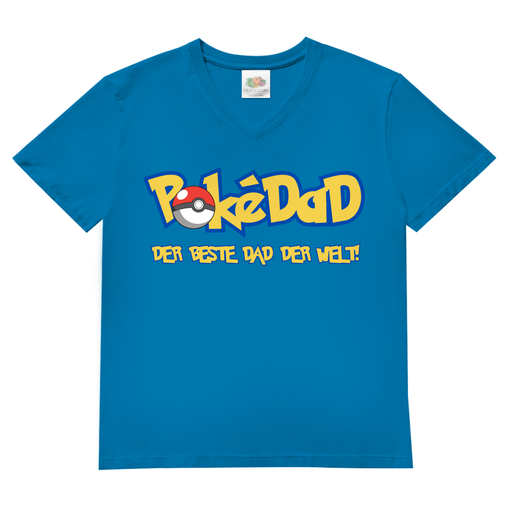 Pokedad der beste Dad der Welt! - Herren V-Neck T-Shirt Azure Blue