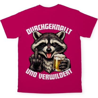 Durchgeknallt und verwildert Bier Mittelfinger Waschbär - Herren T-Shirt Sorbet