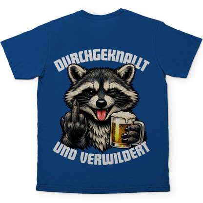 Durchgeknallt und verwildert Bier Mittelfinger Waschbär - Herren T-Shirt Royal Blue