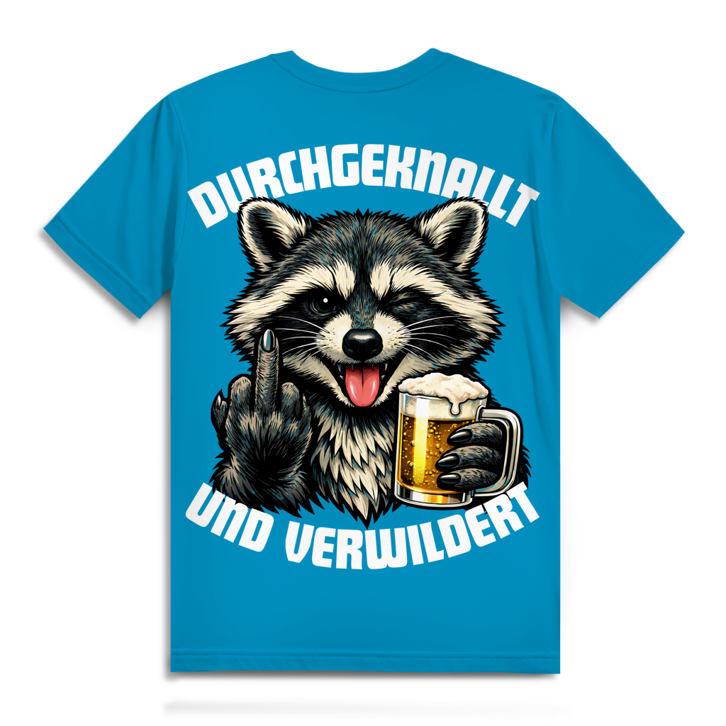 Durchgeknallt und verwildert Bier Mittelfinger Waschbär - Herren Premium Bio T-Shirt Atoll