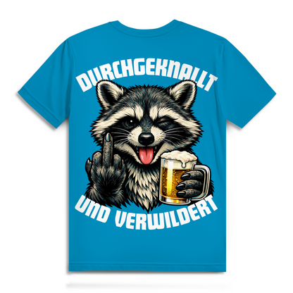 Durchgeknallt und verwildert Bier Mittelfinger Waschbär - Herren Premium Bio T-Shirt Atoll