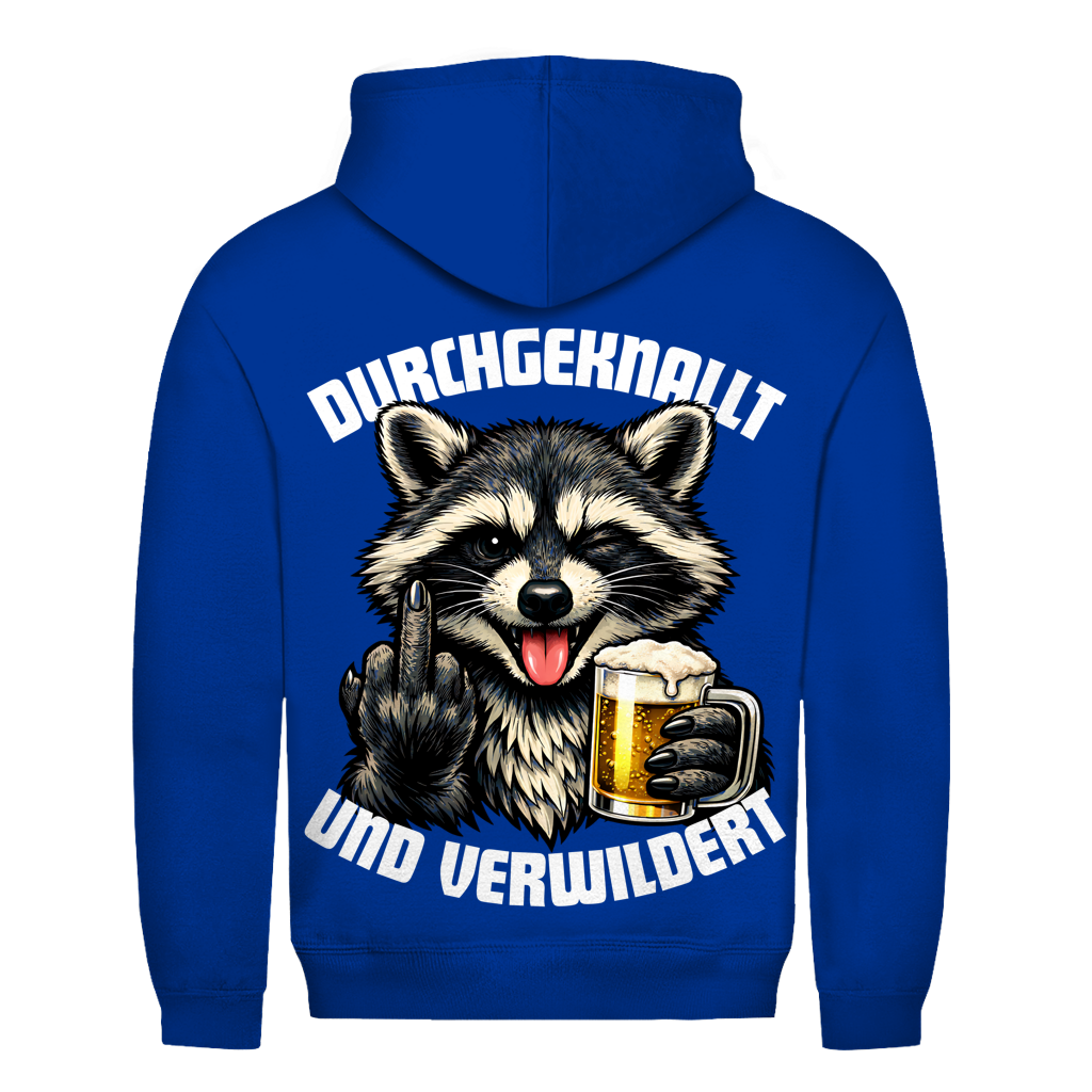 Durchgeknallt und verwildert Bier Mittelfinger Waschbär - Herren Hoodie Royal Blue