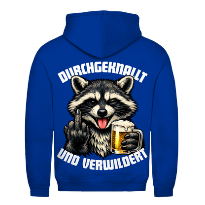 Durchgeknallt und verwildert Bier Mittelfinger Waschbär - Herren Hoodie Royal Blue
