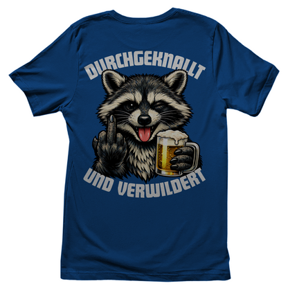 Durchgeknallt und verwildert Bier Mittelfinger Waschbär - Damen T-Shirt Royal Blue