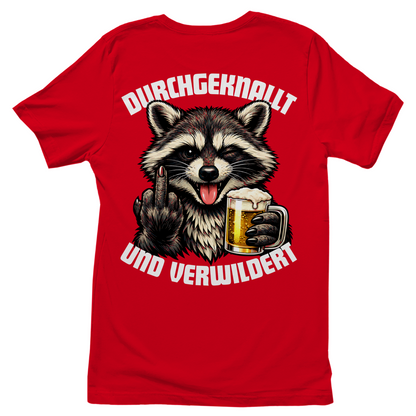 Durchgeknallt und verwildert Bier Mittelfinger Waschbär - Damen T-Shirt Red