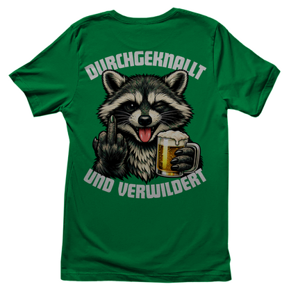Durchgeknallt und verwildert Bier Mittelfinger Waschbär - Damen T-Shirt Kelly Green