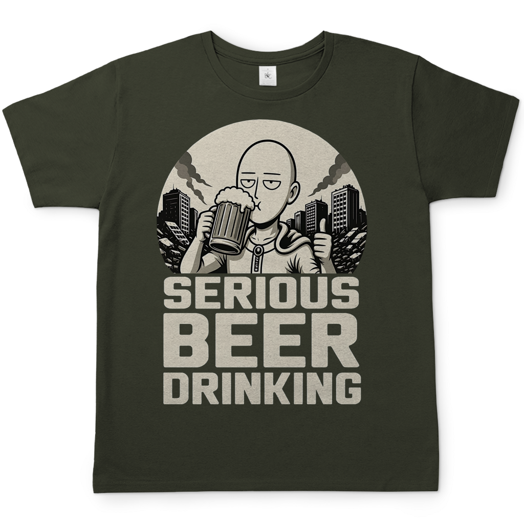 Serious Beer Drinking One Punch Man Saitama Bier - Herren T-Shirt Urban Khaki