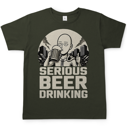 Serious Beer Drinking One Punch Man Saitama Bier - Herren T-Shirt Urban Khaki