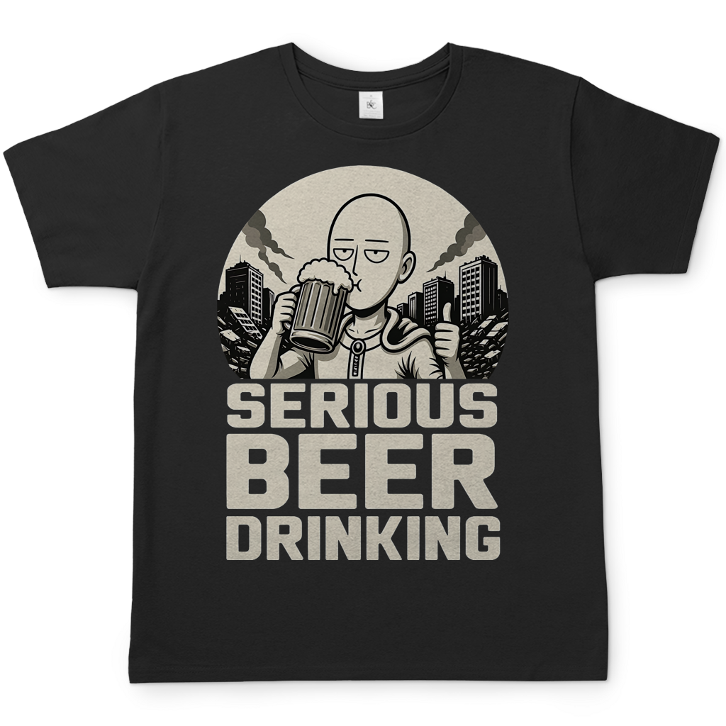 Serious Beer Drinking One Punch Man Saitama Bier - Herren T-Shirt Black