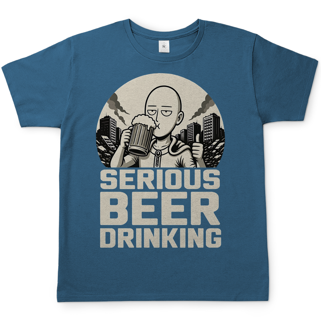 Serious Beer Drinking One Punch Man Saitama Bier - Herren T-Shirt Stone Blue