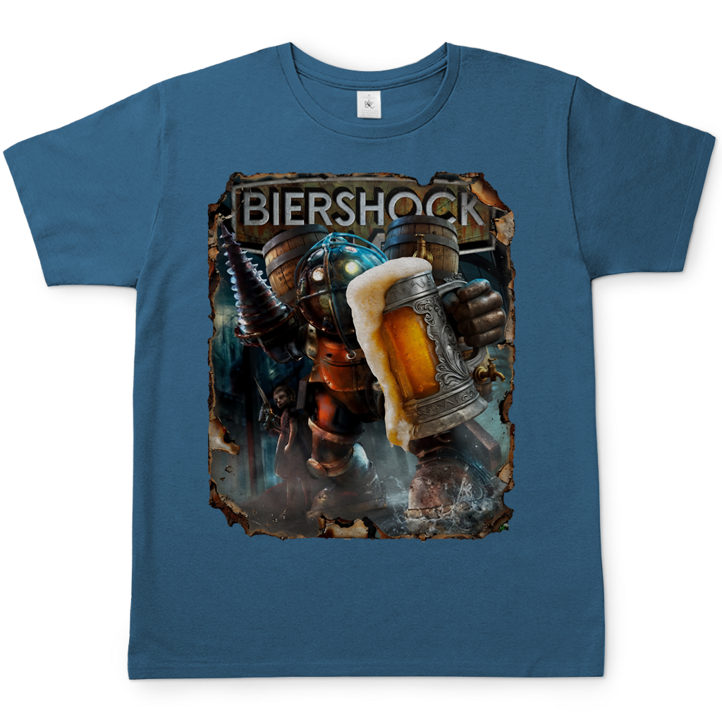 Biershock Bioshock Big Bier Daddy - Herren T-Shirt Stone Blue