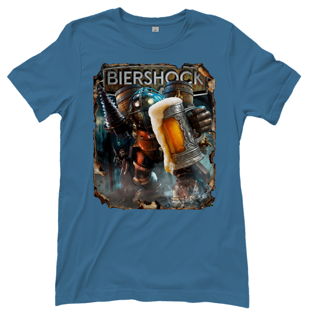 Biershock Bioshock Big Bier Daddy - Damen T-Shirt Stone Blue