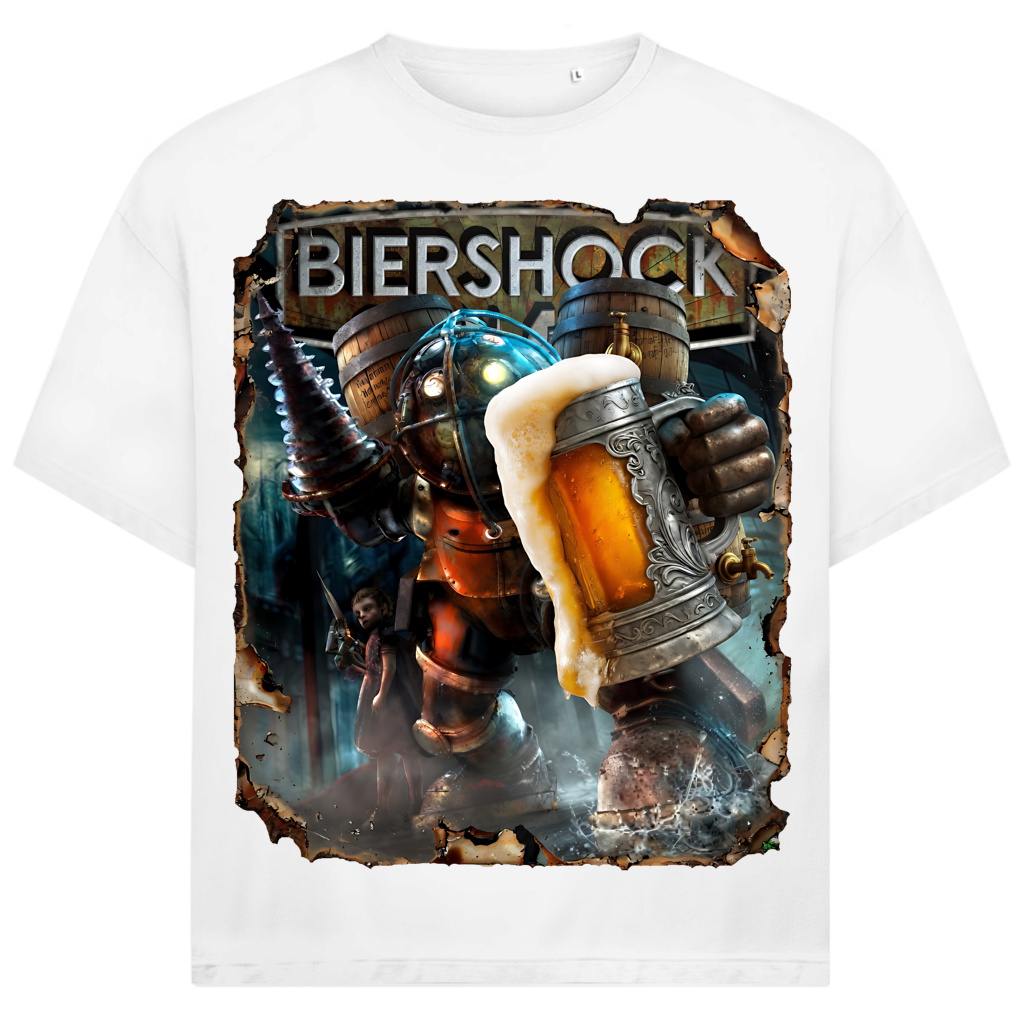 Biershock Bioshock Big Bier Daddy - Jack and Jones Oversize T-Shirt White