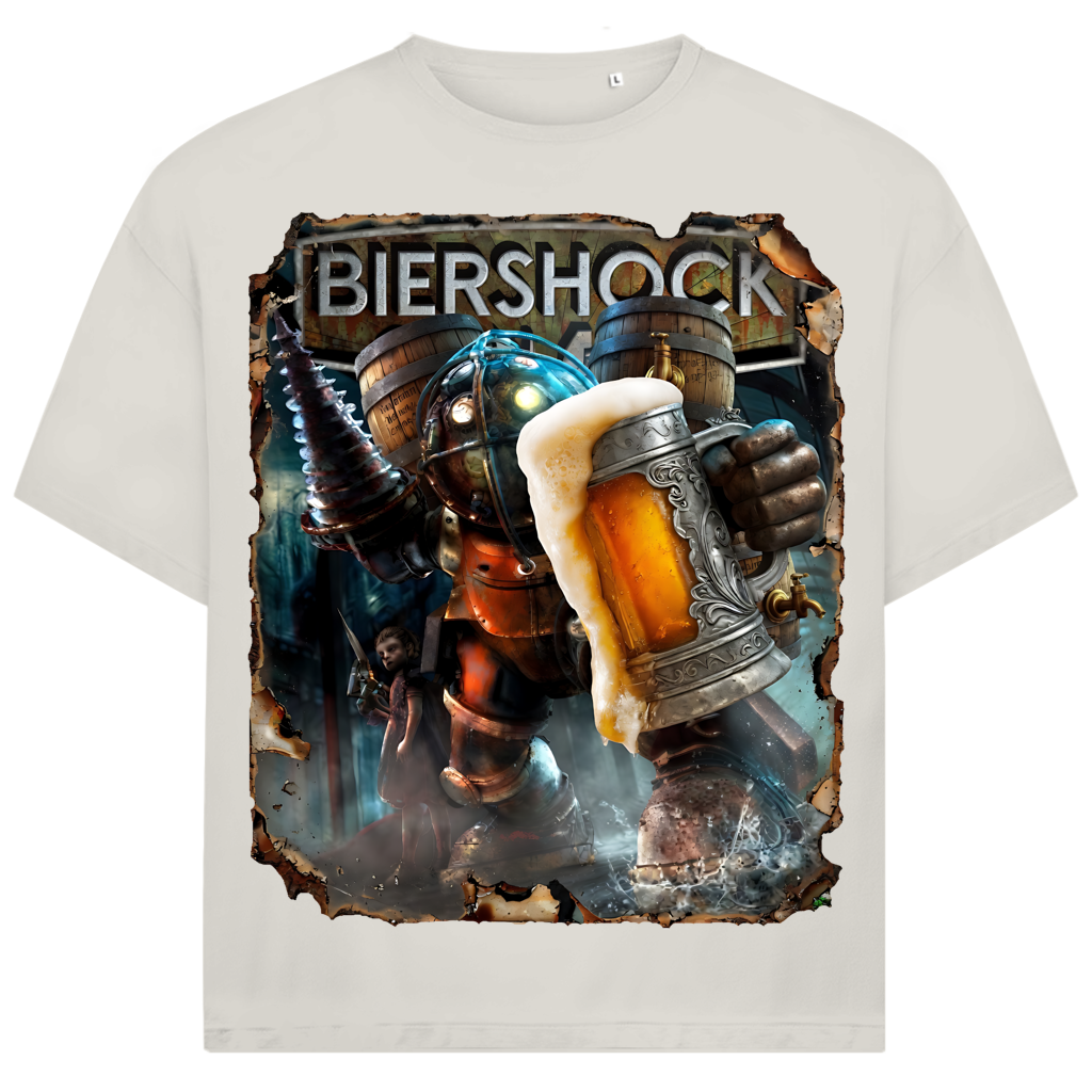 Biershock Bioshock Big Bier Daddy - Jack and Jones Oversize T-Shirt Egret