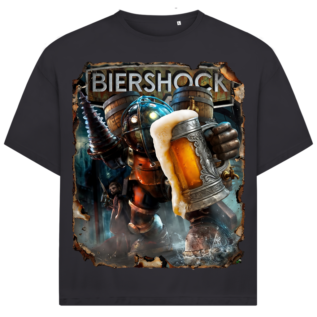Biershock Bioshock Big Bier Daddy - Jack and Jones Oversize T-Shirt Asphalt