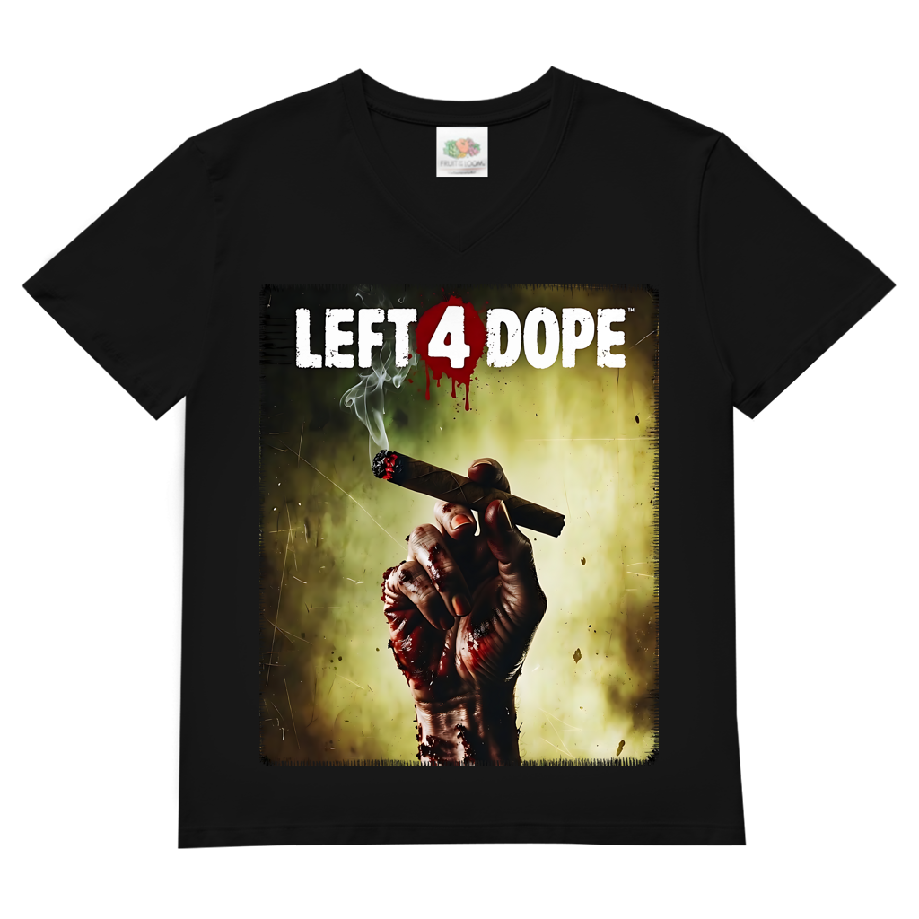 Left 4 Dope Left 4 Dead Zombie Joint Weed - Herren V-Neck T-Shirt Black
