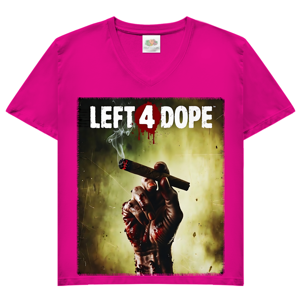 Left 4 Dope Left 4 Dead Zombie Joint Weed - Damen V-Neck T-Shirt Fuchsia