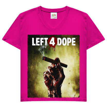 Left 4 Dope Left 4 Dead Zombie Joint Weed - Damen V-Neck T-Shirt Fuchsia