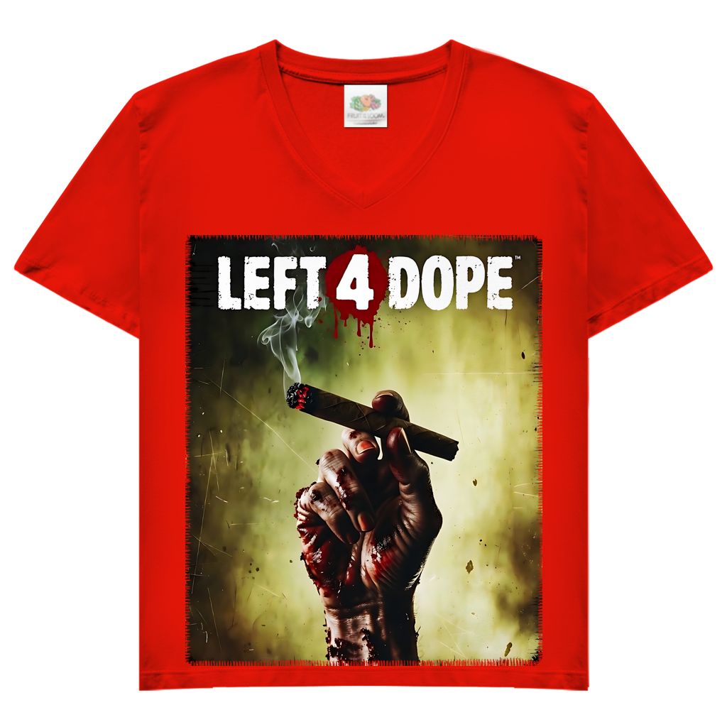Left 4 Dope Left 4 Dead Zombie Joint Weed - Damen V-Neck T-Shirt Red