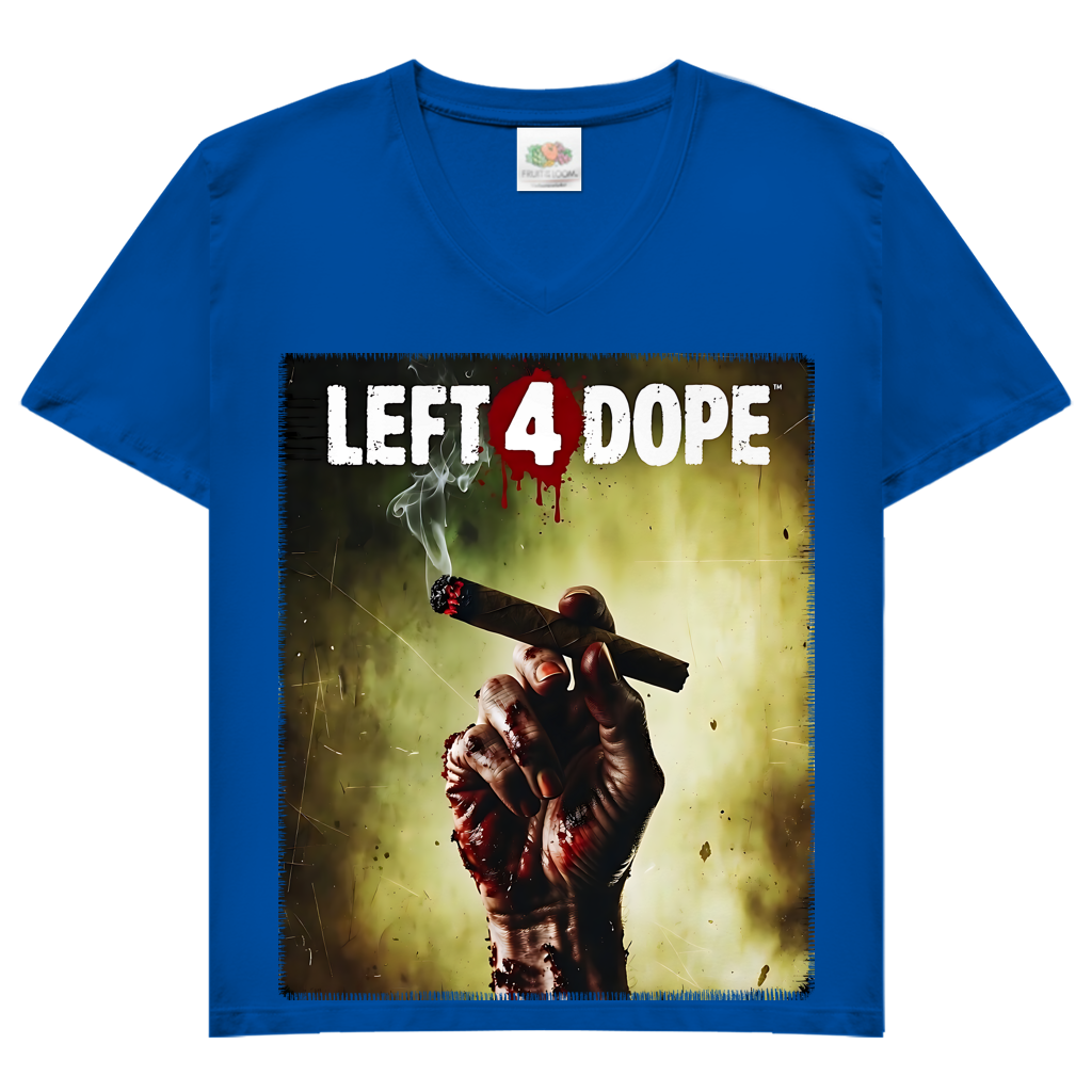 Left 4 Dope Left 4 Dead Zombie Joint Weed - Damen V-Neck T-Shirt Royal Blue
