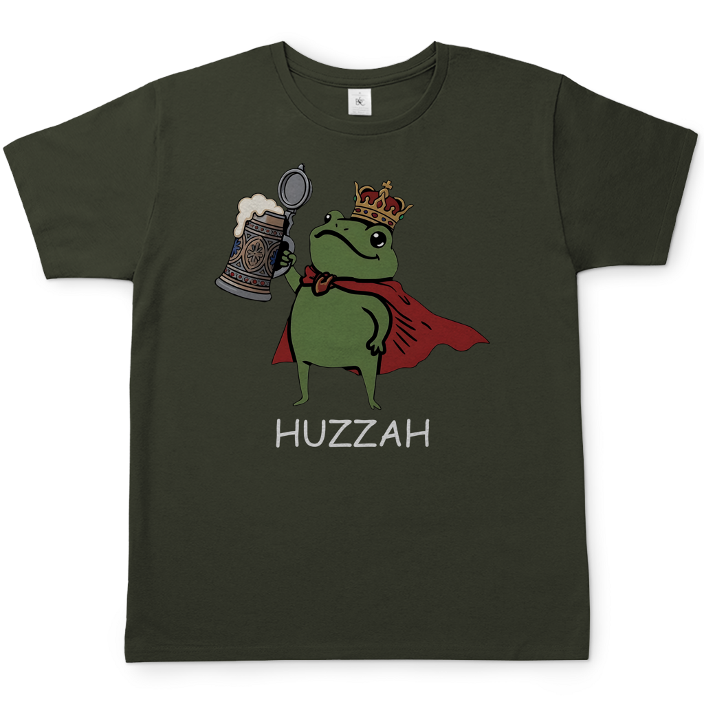 Froschkönig mit Bier HUZZAH - Herren T-Shirt Urban Khaki