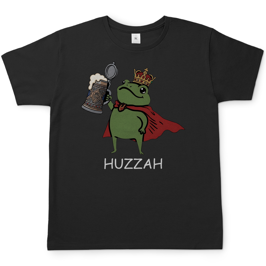 Froschkönig mit Bier HUZZAH - Herren T-Shirt Black