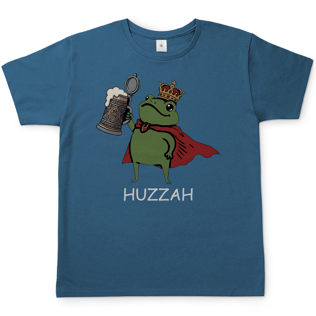 Froschkönig mit Bier HUZZAH - Herren T-Shirt Stone Blue