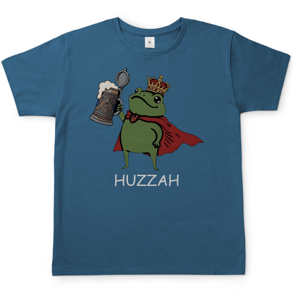 Froschkönig mit Bier HUZZAH - Herren T-Shirt Stone Blue