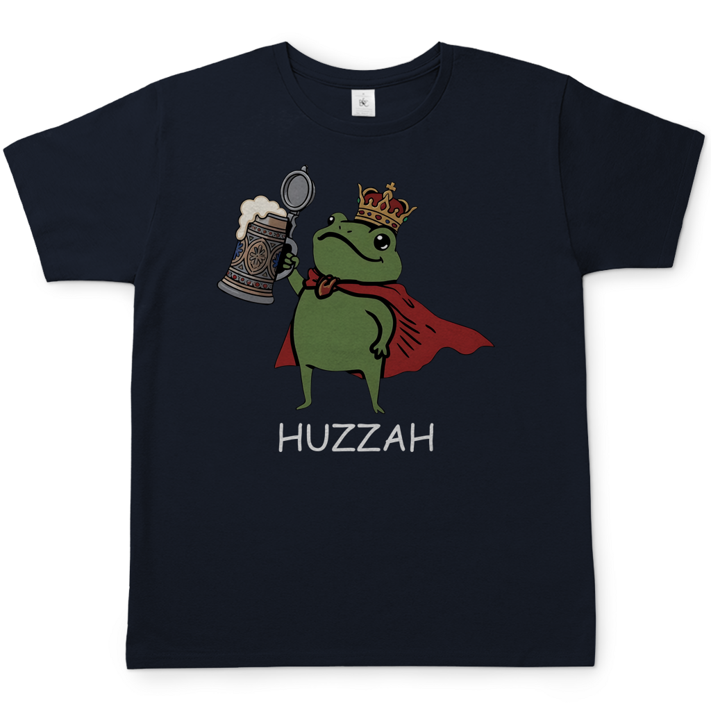 Froschkönig mit Bier HUZZAH - Herren T-Shirt Navy