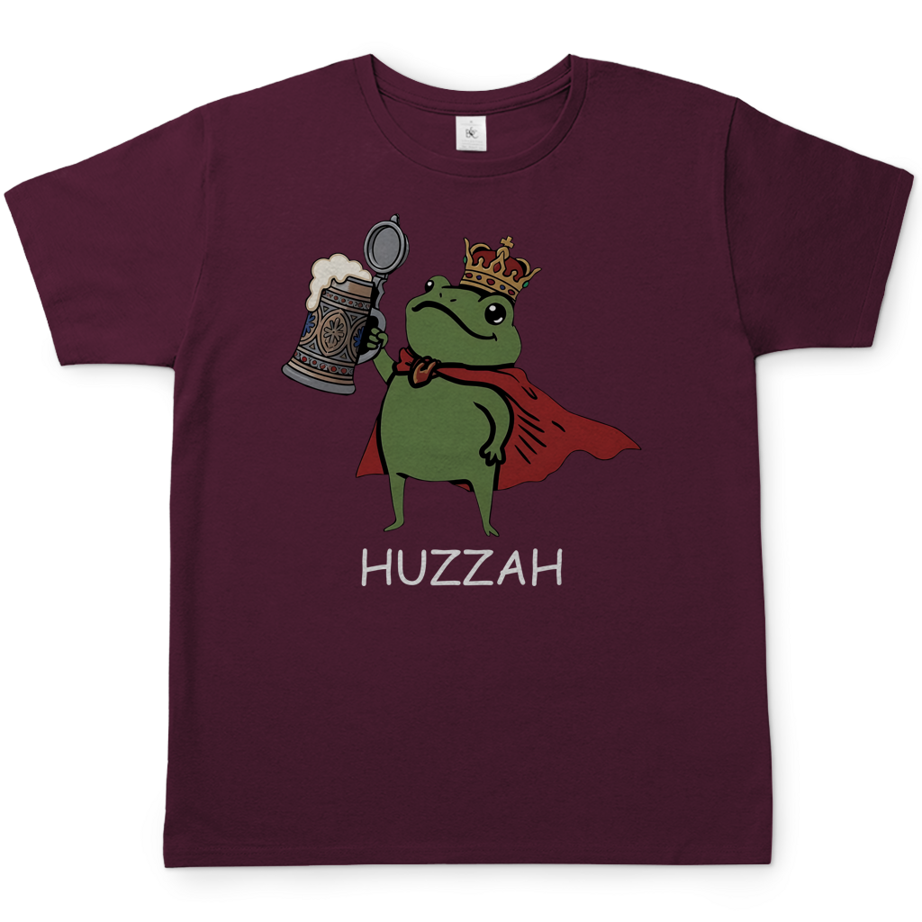 Froschkönig mit Bier HUZZAH - Herren T-Shirt Burgundy