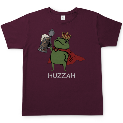 Froschkönig mit Bier HUZZAH - Herren T-Shirt Burgundy