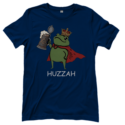Froschkönig mit Bier HUZZAH - Damen T-Shirt Navy