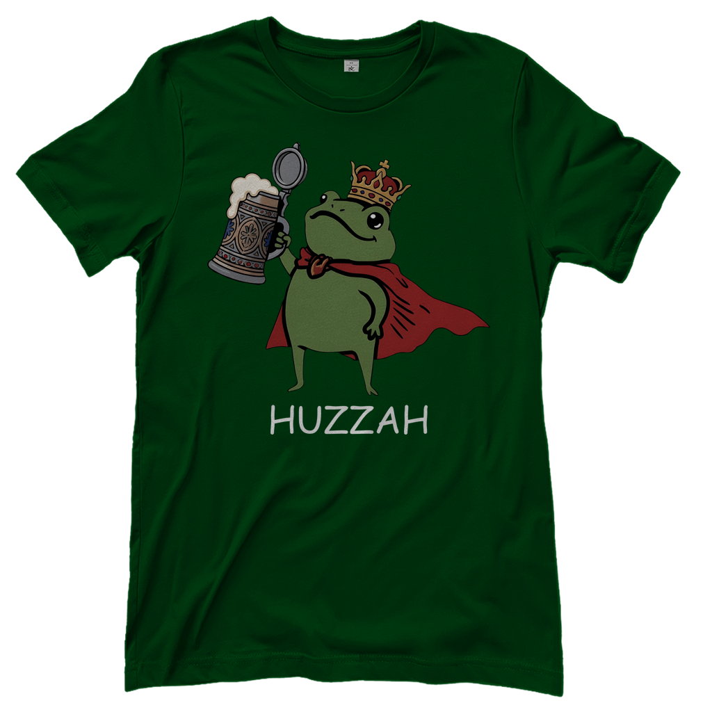 Froschkönig mit Bier HUZZAH - Damen T-Shirt Bottle Green