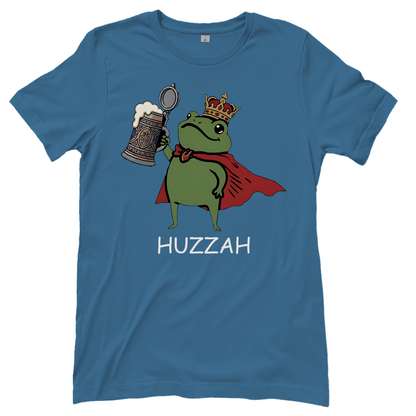 Froschkönig mit Bier HUZZAH - Damen T-Shirt Stone Blue