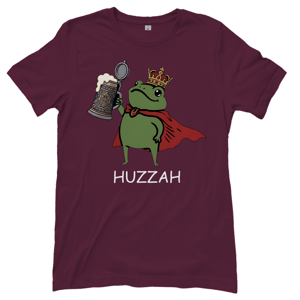Froschkönig mit Bier HUZZAH - Damen T-Shirt Burgundy