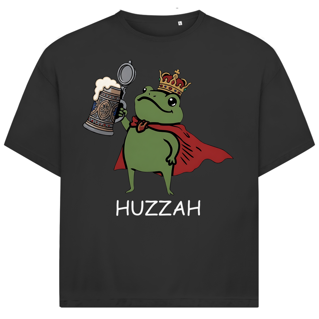 Froschkönig mit Bier HUZZAH - Jack and Jones Oversize T-Shirt Black