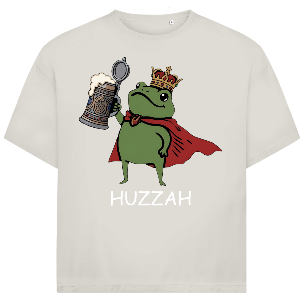 Froschkönig mit Bier HUZZAH - Jack and Jones Oversize T-Shirt Egret