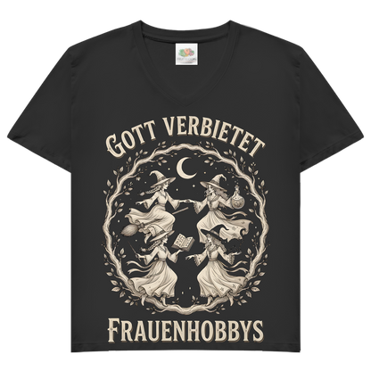 Gott verbietet Frauenhobbys Hexen - Damen V-Neck T-Shirt Black