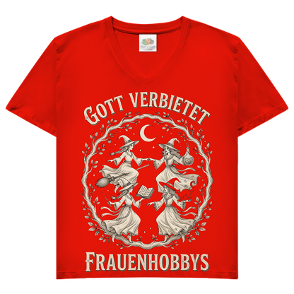 Gott verbietet Frauenhobbys Hexen - Damen V-Neck T-Shirt Red