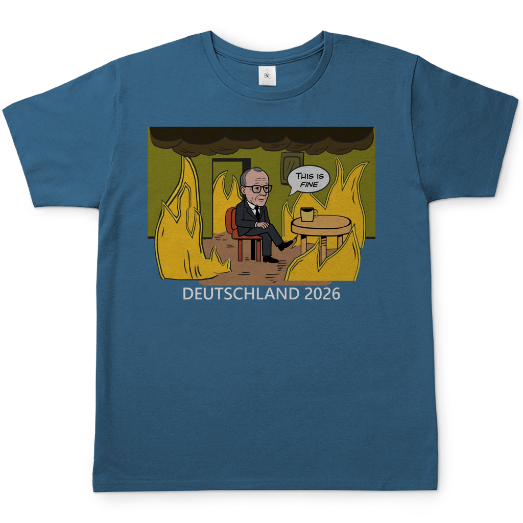 This is Fine Bundeskanzler Deutschland 2026 Meme - Herren T-Shirt Stone Blue