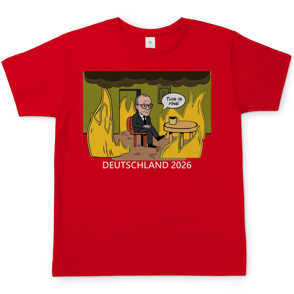 This is Fine Bundeskanzler Deutschland 2026 Meme - Herren T-Shirt Red