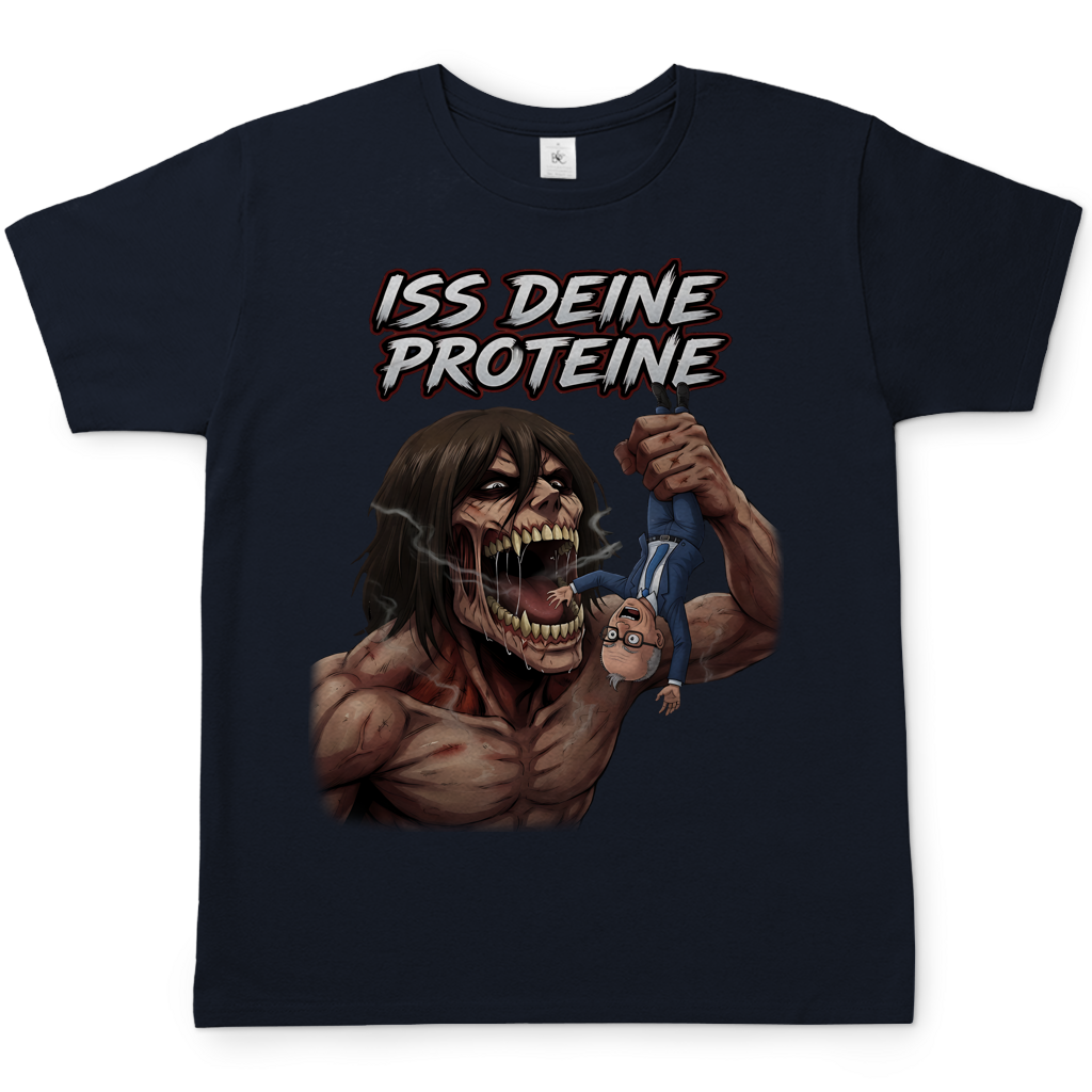 Iss deine Proteine Attack on Titan Merz - Herren T-Shirt Navy