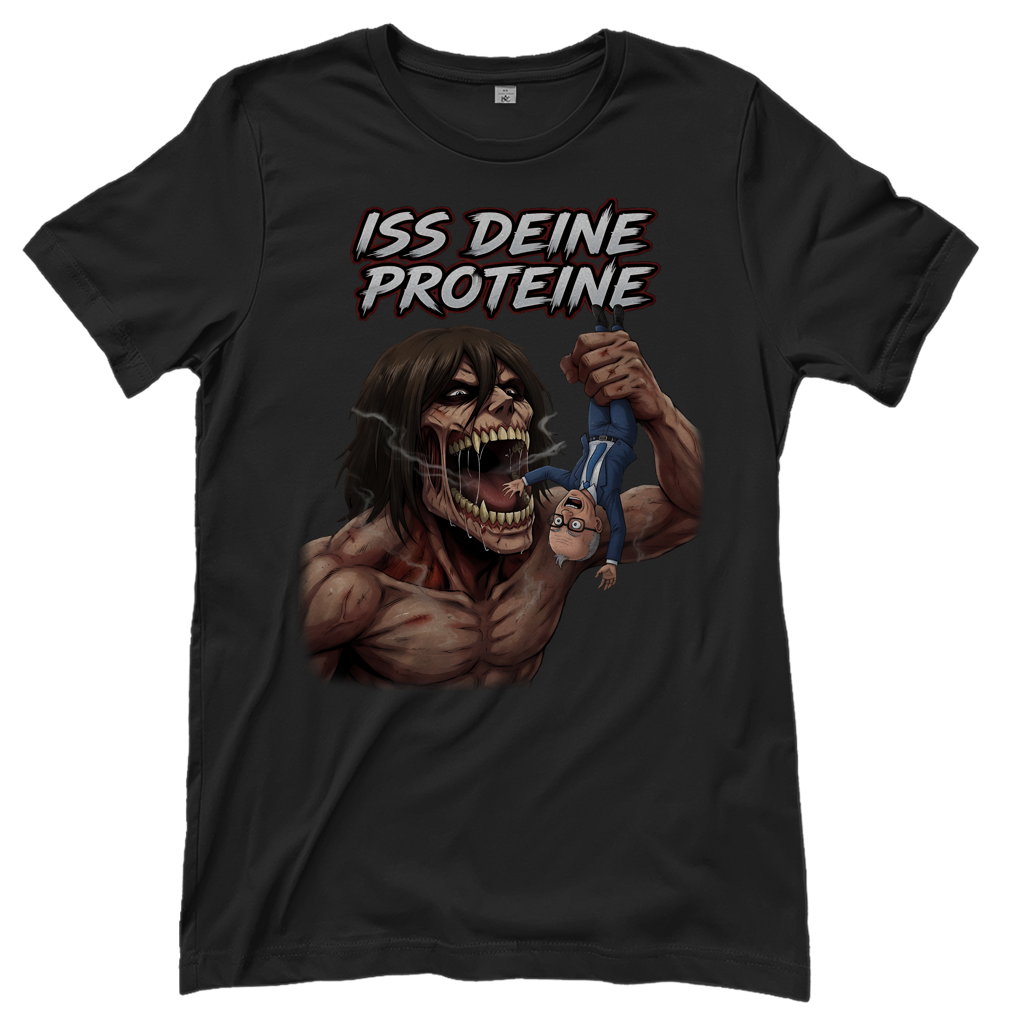 Iss deine Proteine Attack on Titan Merz - Damen T-Shirt Black