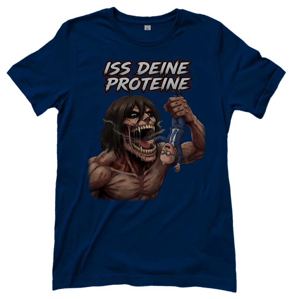 Iss deine Proteine Attack on Titan Merz - Damen T-Shirt Navy