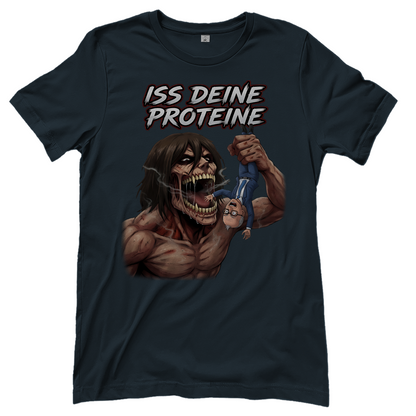 Iss deine Proteine Attack on Titan Merz - Damen T-Shirt Dark Grey Solid