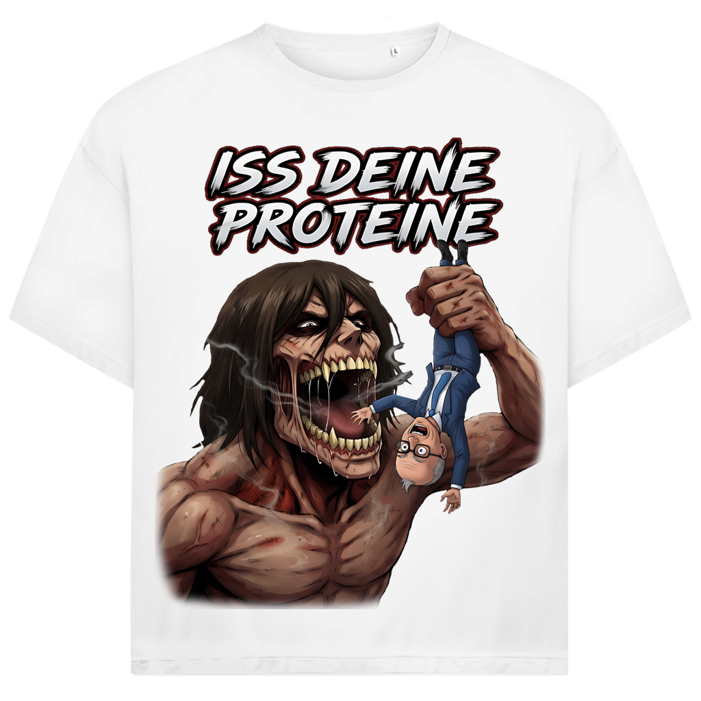 Iss deine Proteine Attack on Titan Merz - Jack and Jones Oversize T-Shirt White